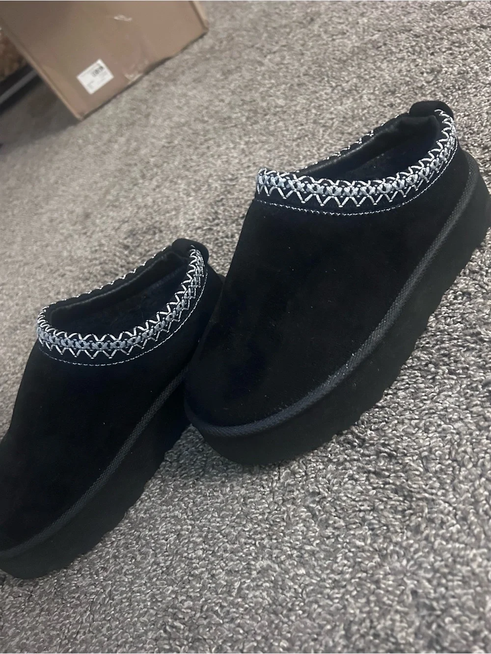 Kids Black Slip-On Suede-Style Ankle Boots with Decorative Stitching